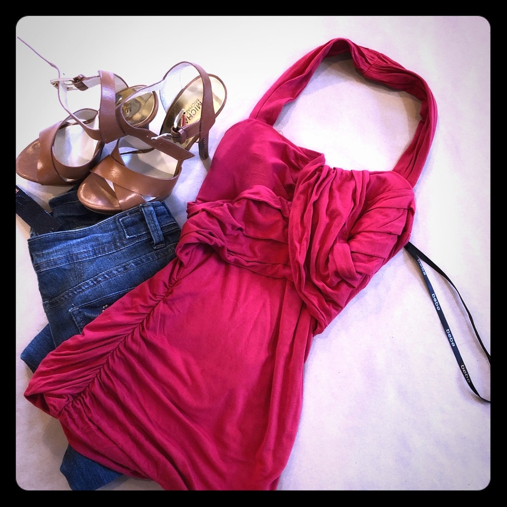 Bebe Red halter top Size S.. PRICE DROP